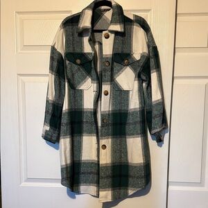 Green and White Plaid Shacket